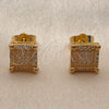 Arete Dormilona 02.344.0014 Oro Laminado, con Micro Pave Blanca, Pulido, Tono Dorado