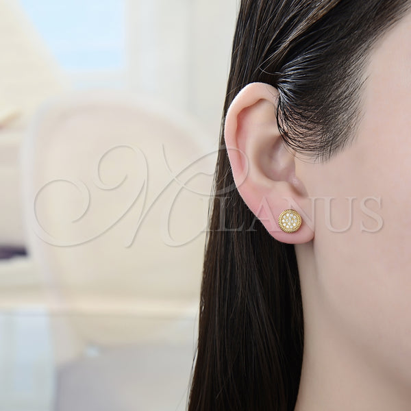 Arete Dormilona 02.344.0015.1 Rodio Laminado, con Zirconia Cubica Blanca, Pulido, Rodinado