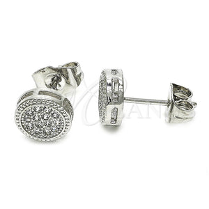 Arete Dormilona 02.344.0015.1 Rodio Laminado, con Zirconia Cubica Blanca, Pulido, Rodinado