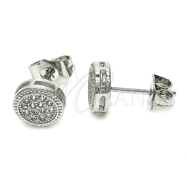 Arete Dormilona 02.344.0015.1 Rodio Laminado, con Zirconia Cubica Blanca, Pulido, Rodinado