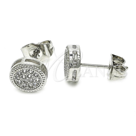 Arete Dormilona 02.344.0015.1 Rodio Laminado, con Zirconia Cubica Blanca, Pulido, Rodinado