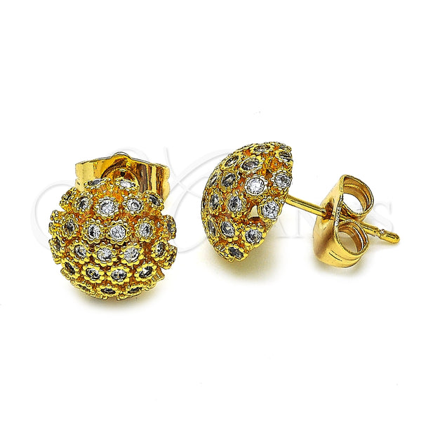 Arete Dormilona 02.344.0017 Oro Laminado, con Blanca Micro Pave, Pulido, Tono Dorado