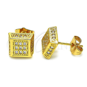 Arete Dormilona 02.344.0011.1 Oro Laminado, con Blanca Zirconia Cubica, Pulido, Tono Dorado
