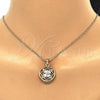 Juego de Arete y Dije de Adulto 10.361.0010 Oro Laminado, Diseño de Flor, con Blanca Cristal, Pulido, Tres Tonos