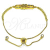 Pulsera Bolo Ajustable 03.362.0010.11 Oro Laminado, Diseño de Angel y Baguette, con Multicolor Zirconia Cubica and Multicolor Micro Pave, Pulido, Tono Dorado (01 MM Thickness, 11 Inches Length)