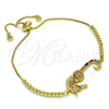 Pulsera Bolo Ajustable 03.362.0011.11 Oro Laminado, Diseño de Baguette, con Multicolor Zirconia Cubica and Multicolor Micro Pave, Pulido, Tono Dorado (01 MM Thickness, 11 Inches Length)