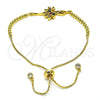 Pulsera Bolo Ajustable 03.362.0012.11 Oro Laminado, Diseño de Baguette, con Multicolor Zirconia Cubica and Multicolor Micro Pave, Pulido, Tono Dorado (01 MM Thickness, 11 Inches Length)