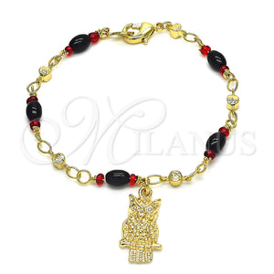 Pulsera de Dije 03.213.0084.07 Oro Laminado, Diseño de Búho, Pulido, Tono Dorado (04 MM Thickness, 7 Inches Length)