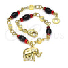 Pulsera de Dije 03.213.0086.07 Oro Laminado, Diseño de Elefante, Pulido, Tono Dorado (04 MM Thickness, 7 Inches Length)