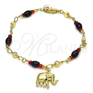 Pulsera de Dije 03.213.0086.07 Oro Laminado, Diseño de Elefante, Pulido, Tono Dorado (04 MM Thickness, 7 Inches Length)
