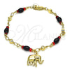 Pulsera de Dije 03.213.0086.07 Oro Laminado, Diseño de Elefante, Pulido, Tono Dorado (04 MM Thickness, 7 Inches Length)