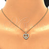 Juego de Arete y Dije de Adulto 10.156.0218 Oro Laminado, Diseño de Corazón y Niñita Pequeña, con Blanca Micro Pave, Pulido, Tono Dorado