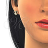 Juego de Arete y Dije de Adulto 10.156.0218 Oro Laminado, Diseño de Corazón y Niñita Pequeña, con Blanca Micro Pave, Pulido, Tono Dorado