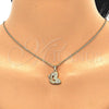 Juego de Arete y Dije de Adulto 10.156.0220 Oro Laminado, Diseño de Mariposa, con Blanca Micro Pave, Pulido, Tono Dorado