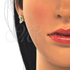 Juego de Arete y Dije de Adulto 10.156.0220 Oro Laminado, Diseño de Mariposa, con Blanca Micro Pave, Pulido, Tono Dorado