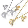 Juego de Arete y Dije de Adulto 10.156.0220 Oro Laminado, Diseño de Mariposa, con Blanca Micro Pave, Pulido, Tono Dorado
