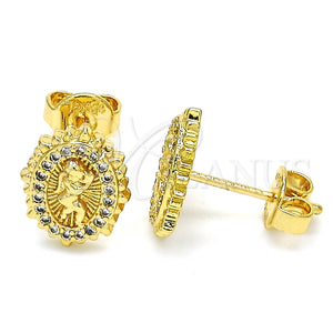 Arete Dormilona 02.156.0329 Oro Laminado, con Blanca Micro Pave, Pulido, Tono Dorado