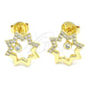 Arete Dormilona 02.156.0332 Oro Laminado, con Blanca Zirconia Cubica, Pulido, Tono Dorado