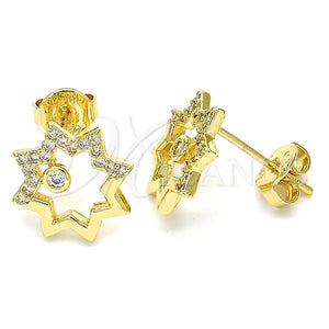Arete Dormilona 02.156.0332 Oro Laminado, con Blanca Zirconia Cubica, Pulido, Tono Dorado