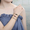 Pulsera Elegante 03.210.0114.07 Oro Laminado, Diseño de Oja y Corazón, con Negro and Blanca Zirconia Cubica, Pulido, Tono Dorado (07 MM Thickness, 7 Inches Length)