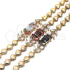 Pulsera Elegante 03.210.0114.07 Oro Laminado, Diseño de Oja y Corazón, con Negro and Blanca Zirconia Cubica, Pulido, Tono Dorado (07 MM Thickness, 7 Inches Length)