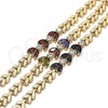 Pulsera Elegante 03.210.0115.07 Oro Laminado, Diseño de Oja, con Negro and Blanca Zirconia Cubica, Pulido, Tono Dorado (07 MM Thickness, 7 Inches Length)