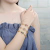 Pulsera Elegante 03.210.0117.2.08 Oro Laminado, Diseño de Corazón, con Granate and Blanca Zirconia Cubica, Pulido, Tono Dorado (07 MM Thickness, 8 Inches Length)