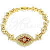 Pulsera Elegante 03.210.0117.2.08 Oro Laminado, Diseño de Corazón, con Granate and Blanca Zirconia Cubica, Pulido, Tono Dorado (07 MM Thickness, 8 Inches Length)