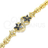 Pulsera Elegante 03.210.0118.08 Oro Laminado, Diseño de Flor y Mariposa, con Negro and Blanca Zirconia Cubica, Pulido, Tono Dorado (08 MM Thickness, 8 Inches Length)