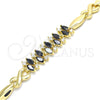 Pulsera Elegante 03.210.0120.07 Oro Laminado, Diseño de Besos y Abrazos, con Negro Zirconia Cubica, Pulido, Tono Dorado (08 MM Thickness, 7 Inches Length)