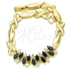 Pulsera Elegante 03.210.0120.07 Oro Laminado, Diseño de Besos y Abrazos, con Negro Zirconia Cubica, Pulido, Tono Dorado (08 MM Thickness, 7 Inches Length)