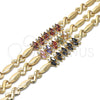 Pulsera Elegante 03.210.0120.07 Oro Laminado, Diseño de Besos y Abrazos, con Negro Zirconia Cubica, Pulido, Tono Dorado (08 MM Thickness, 7 Inches Length)