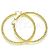 Argolla Extra Grande 02.170.0274.70 Oro Laminado, Diseño de Torcido y Hueco, Diamantado, Tono Dorado