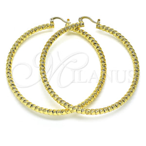 Argolla Extra Grande 02.170.0274.70 Oro Laminado, Diseño de Torcido y Hueco, Diamantado, Tono Dorado