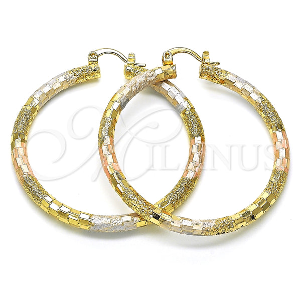 Argolla Grande 02.170.0125.1.50 Oro Laminado, Diamantado, Tres Tonos