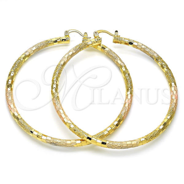Argolla Extra Grande 02.170.0125.1.70 Oro Laminado, Diamantado, Tres Tonos