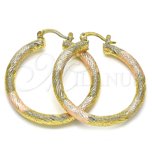 Argolla Mediana 02.170.0232.1.40 Oro Laminado, Pulido, Tres Tonos