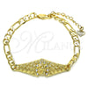 Pulsera Elegante 03.351.0034.08 Oro Laminado, con Blanca Cristal, Pulido, Tono Dorado (06 MM Thickness, 8 Inches Length)