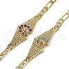 Pulsera Elegante 03.351.0034.08 Oro Laminado, con Blanca Cristal, Pulido, Tono Dorado (06 MM Thickness, 8 Inches Length)