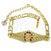 Pulsera Elegante 03.351.0034.1.08 Oro Laminado, con Granate Cristal, Pulido, Tono Dorado (06 MM Thickness, 8 Inches Length)