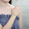 Pulsera Elegante 03.351.0035.07 Oro Laminado, Diseño de Guadalupe, Pulido, Tono Dorado (Grosor 05 MM, 7 Pulgadas de Largo)