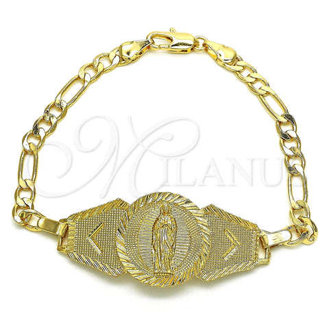 Pulsera Elegante 03.351.0035.07 Oro Laminado, Diseño de Guadalupe, Pulido, Tono Dorado (Grosor 05 MM, 7 Pulgadas de Largo)