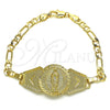 Pulsera Elegante 03.351.0035.07 Oro Laminado, Diseño de Guadalupe, Pulido, Tono Dorado (Grosor 05 MM, 7 Pulgadas de Largo)