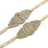Pulsera Elegante 03.351.0035.07 Oro Laminado, Diseño de Guadalupe, Pulido, Tono Dorado (Grosor 05 MM, 7 Pulgadas de Largo)