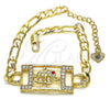 Pulsera Elegante 03.351.0041.07 Oro Laminado, Diseño de Elefante, con Blanca and Granate Cristal, Pulido, Tono Dorado (05 MM Thickness, 7 Inches Length)