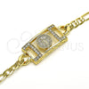 Pulsera Elegante 03.351.0042.07 Oro Laminado, Diseño de San Benito, con Blanca Cristal, Pulido, Tono Dorado (06 MM Thickness, 7 Inches Length)