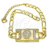 Pulsera Elegante 03.351.0042.07 Oro Laminado, Diseño de San Benito, con Blanca Cristal, Pulido, Tono Dorado (06 MM Thickness, 7 Inches Length)