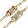 Pulsera Elegante 03.351.0042.07 Oro Laminado, Diseño de San Benito, con Blanca Cristal, Pulido, Tono Dorado (06 MM Thickness, 7 Inches Length)
