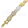 Pulsera Elegante 03.351.0045.08 Oro Laminado, Diseño de San Benito, Pulido, Tres Tonos (13 MM Thickness, 8 Inches Length)