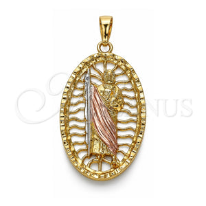 Dije Religioso 05.351.0021 Oro Laminado, Diseño de San Judas, Pulido, Tres Tonos